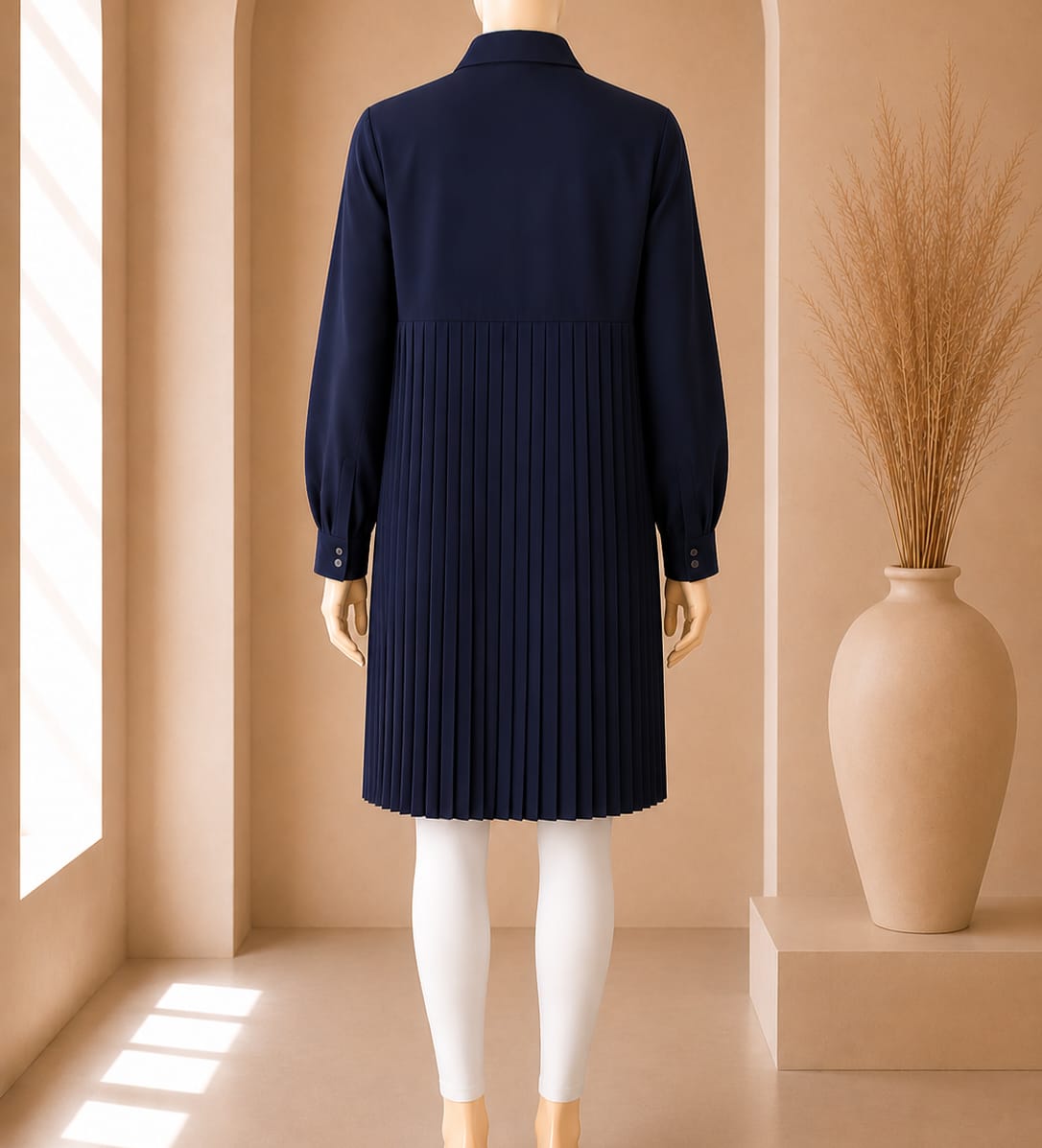 Midnight Puff Sleeve Shirt Dress