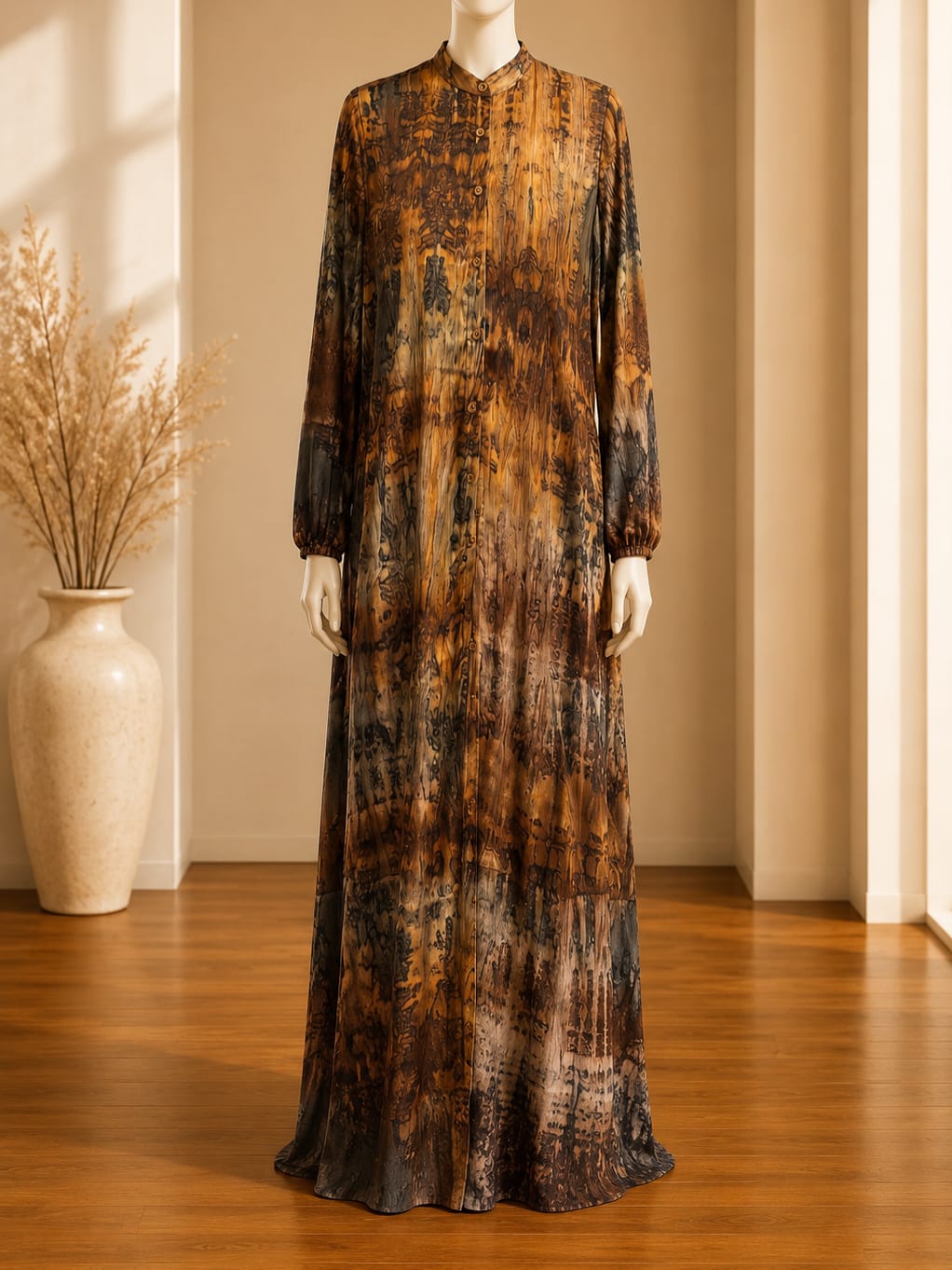 Amber Marble Print Maxi Abaya