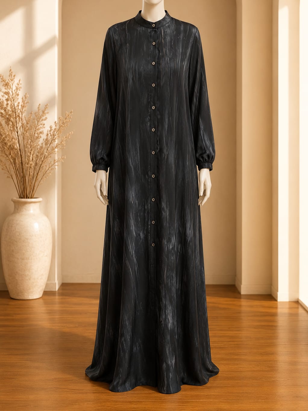 Midnight Blue Marble Print Maxi Abaya