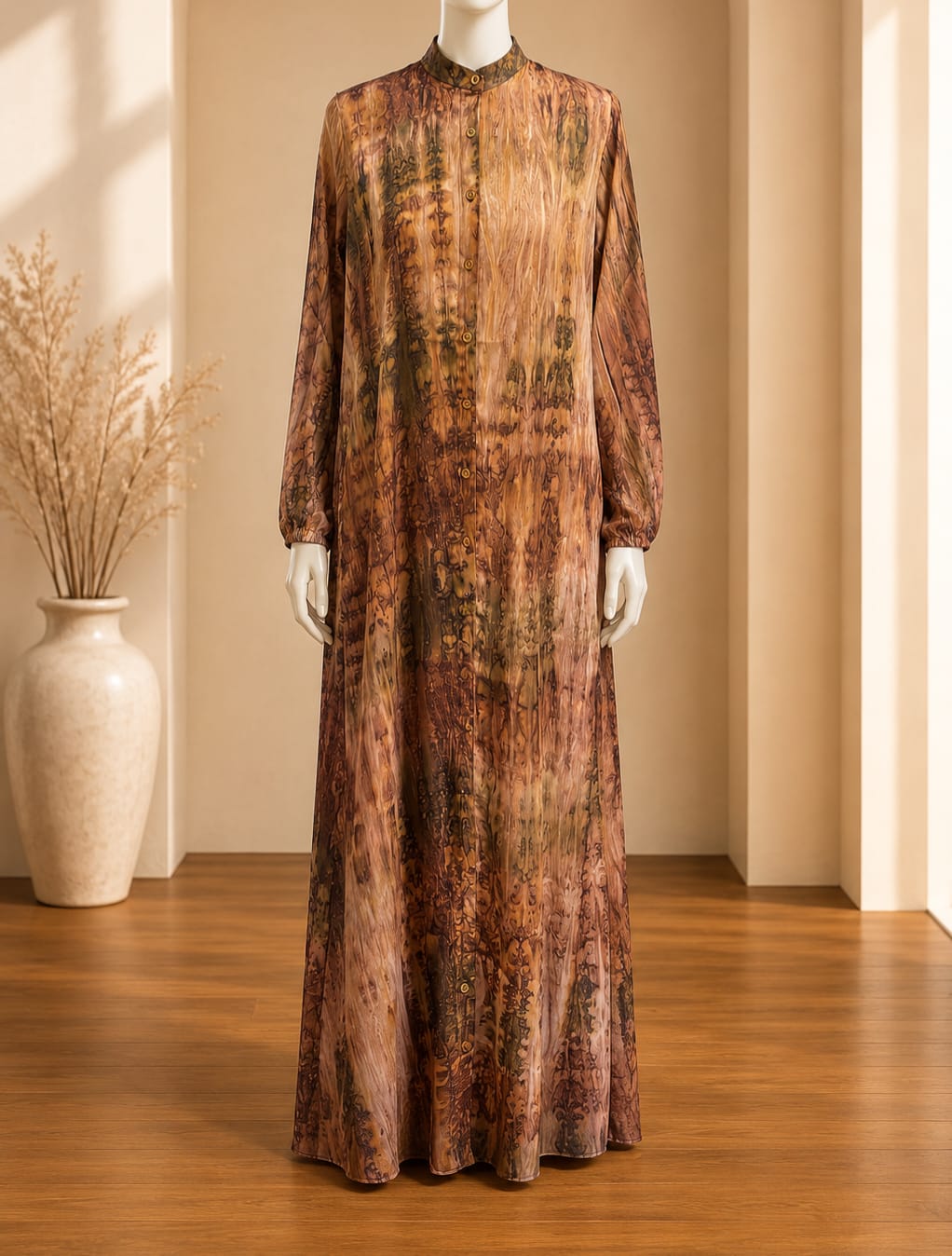 Copper Marble Print Maxi Abaya