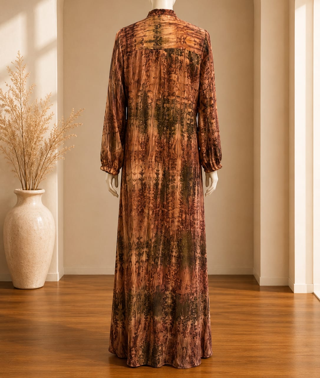 Copper Marble Print Maxi Abaya