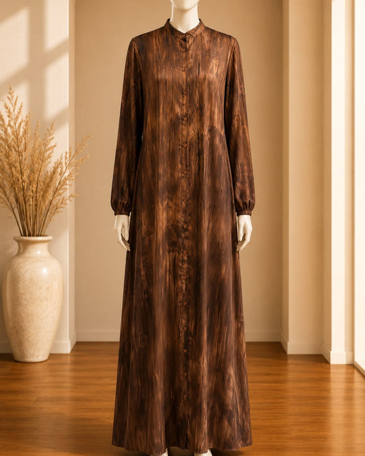 Espresso Marble Print Maxi Abaya