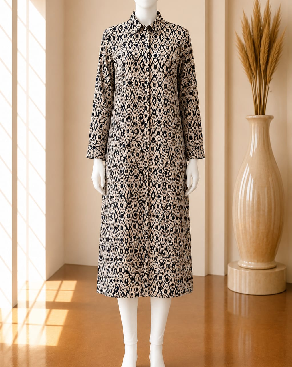 Monochrome Mosaic Shirt Dress