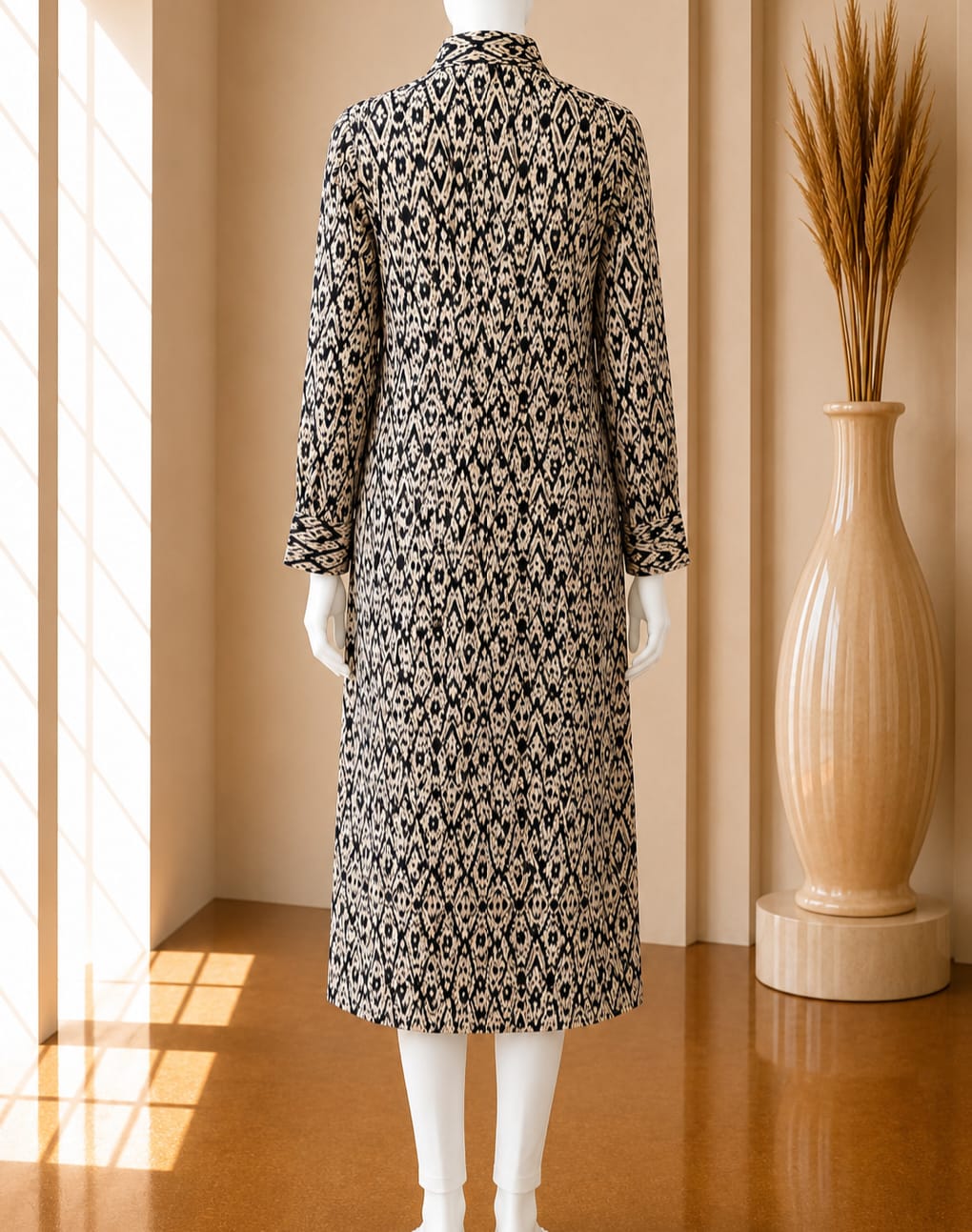 Monochrome Mosaic Shirt Dress