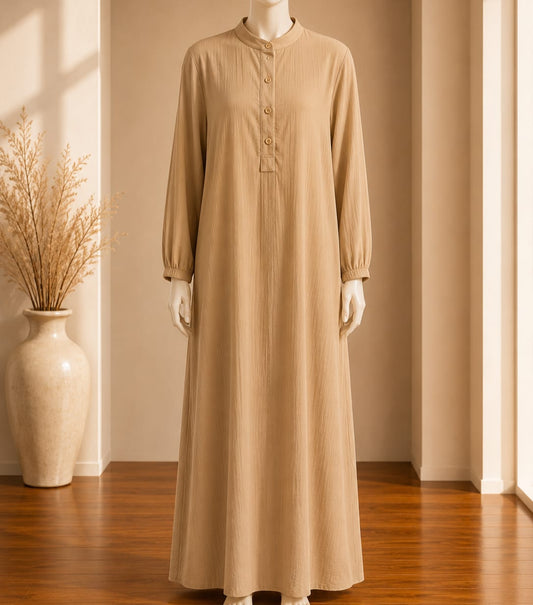 Sand Beige Buttoned Maxi Dress