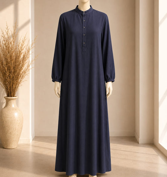 Navy Buttoned Maxi Dress