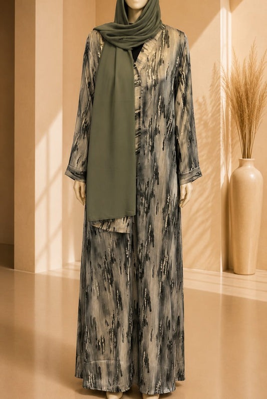 Crimson Mirage Abaya – Charcoal Grey