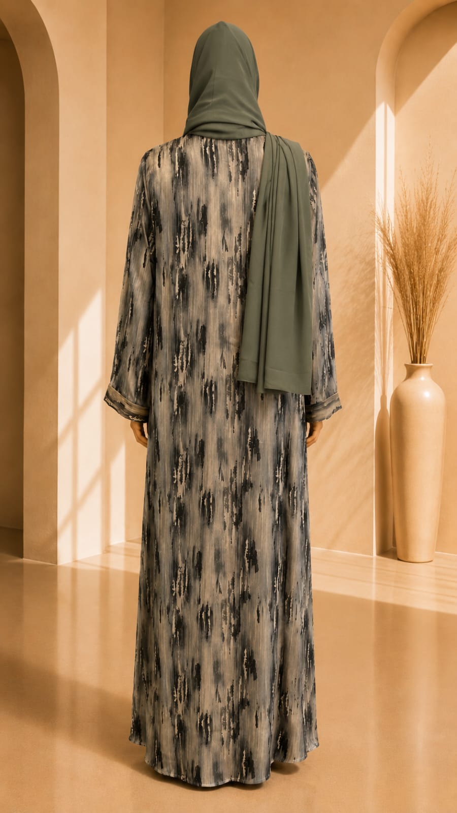 Crimson Mirage Abaya – Charcoal Grey