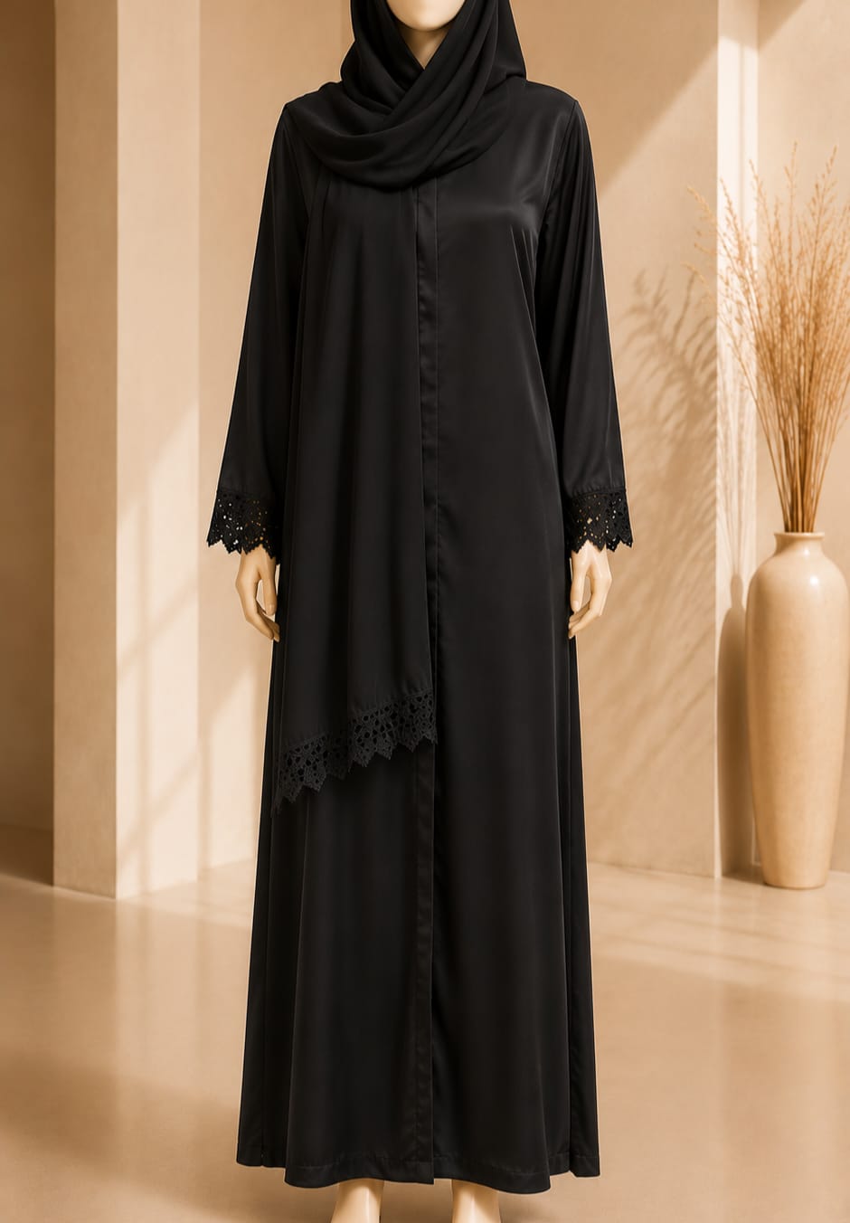 Eclipse Lace Open Abaya
