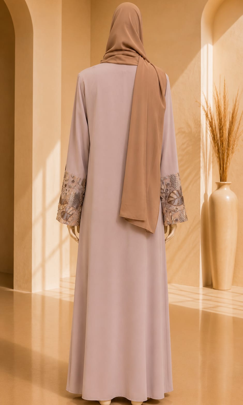 Elara Bloom Abaya – Blush Pink