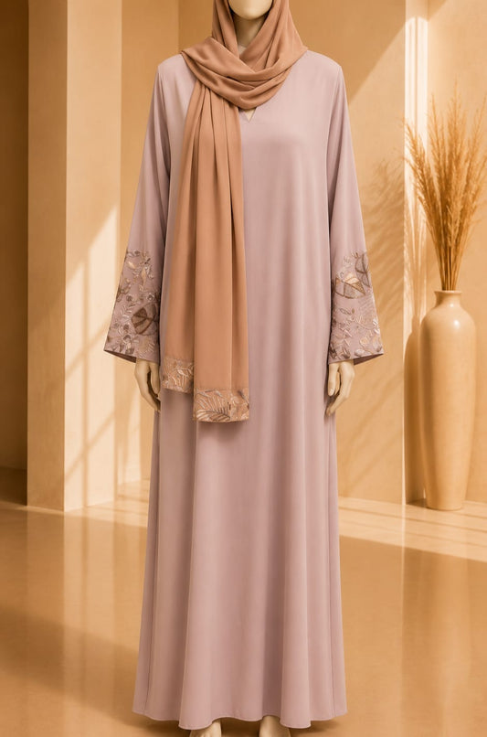 Elara Bloom Abaya – Blush Pink