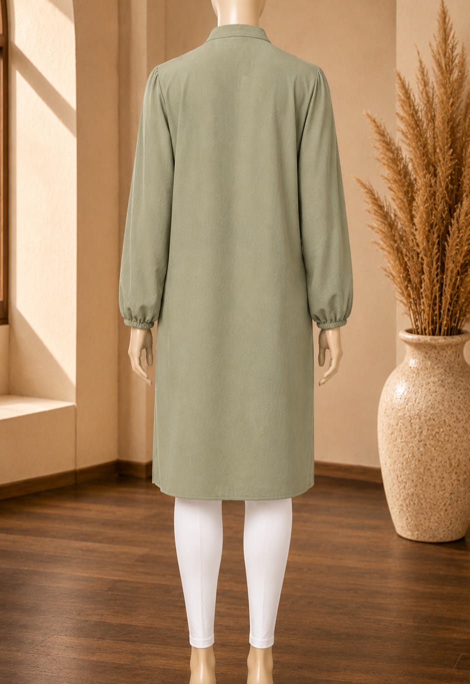 Aveline Button Front Shirt Dress – Sage Green