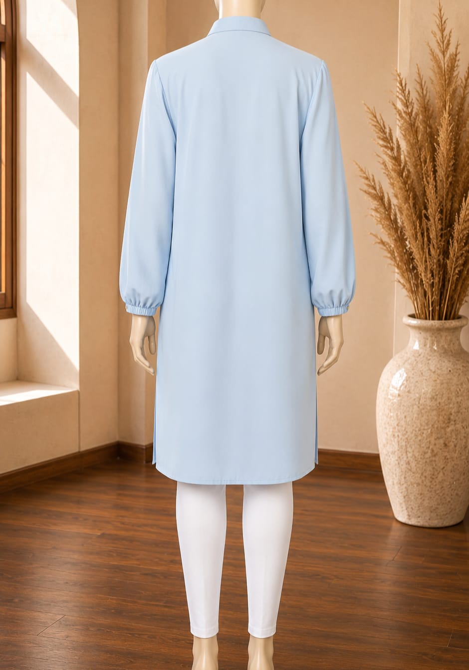 Aveline Button Front Shirt Dress – Powder Blue
