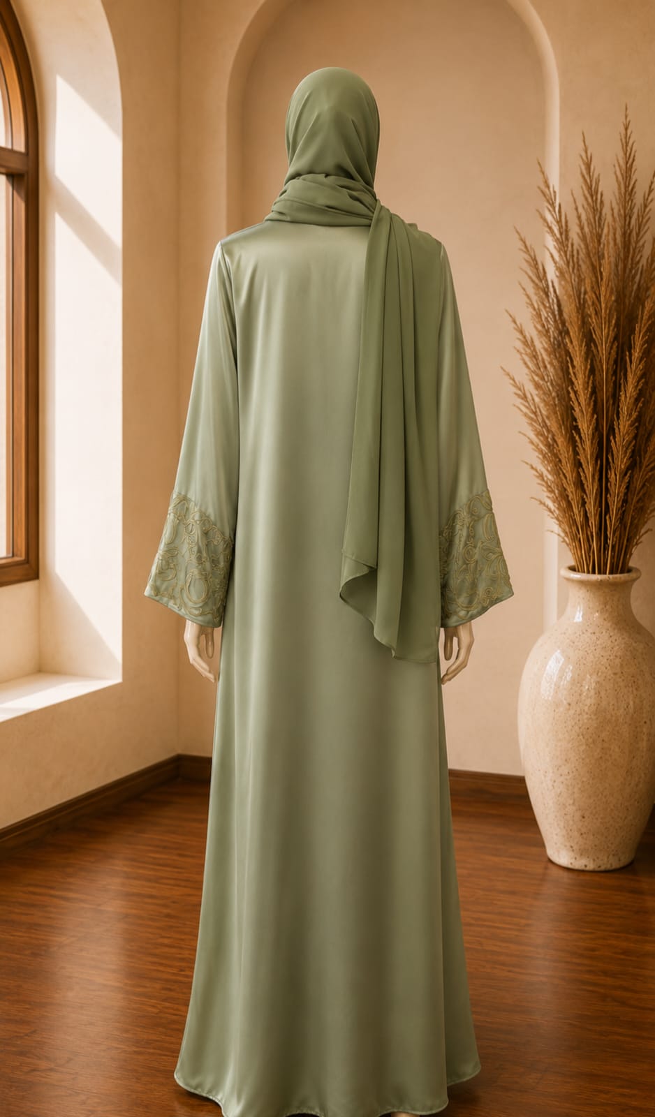 Aurelia Bloom Abaya in Sage Green