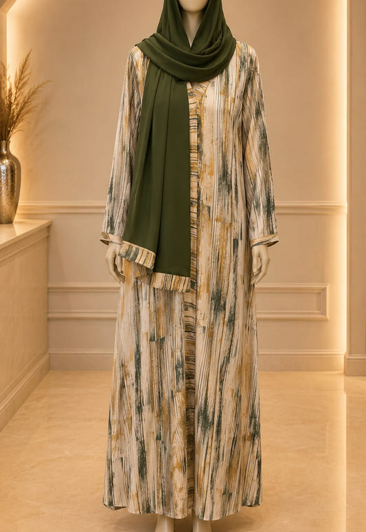 Verdant Whisper Abaya – Olive