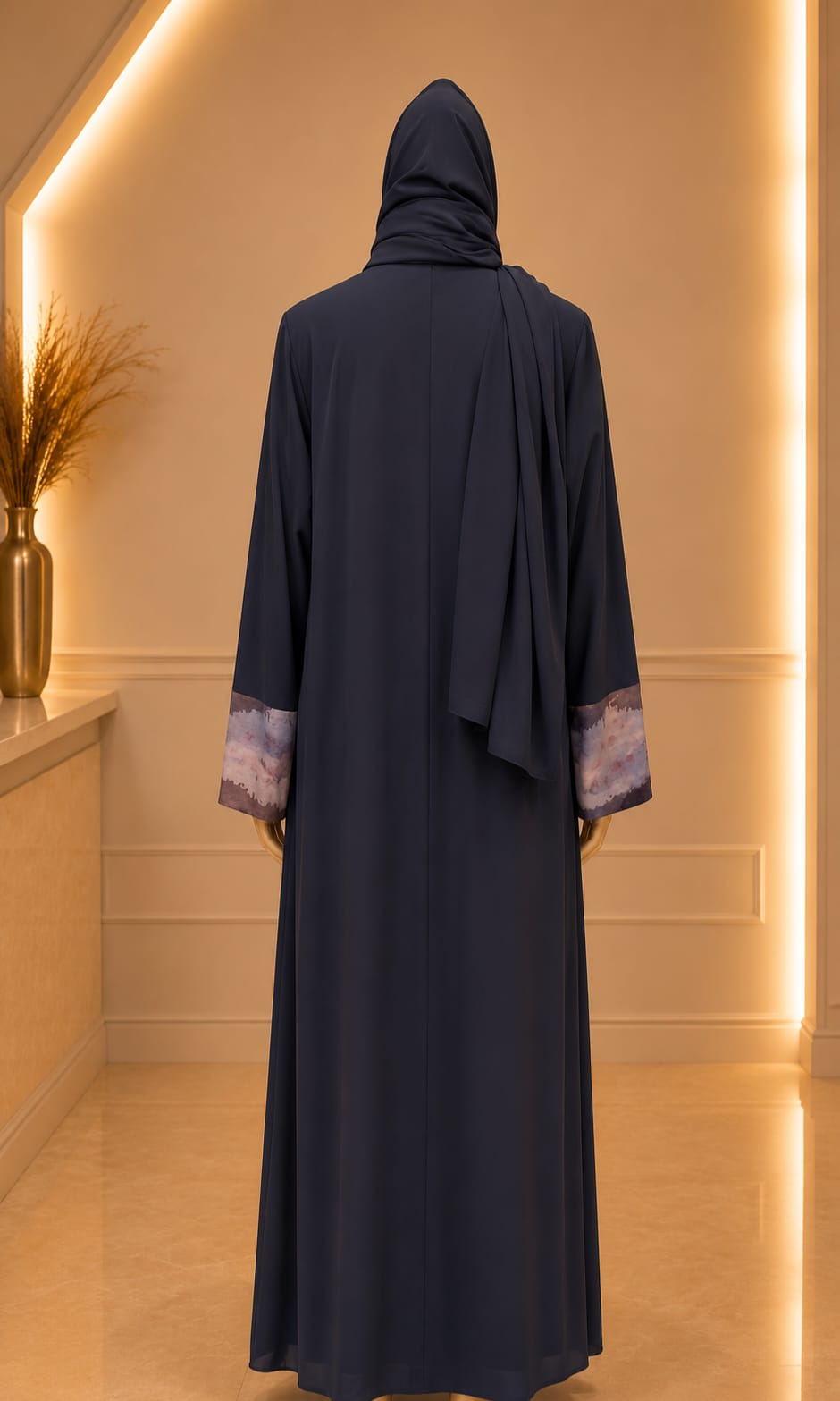 Midnight Luxe Abaya – Navy Blue