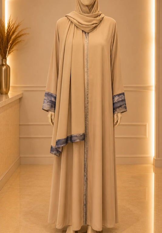 Midnight Luxe Abaya – Sand Beige
