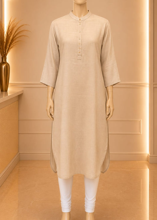 Solene Mandarin Tunic in Sand Beige