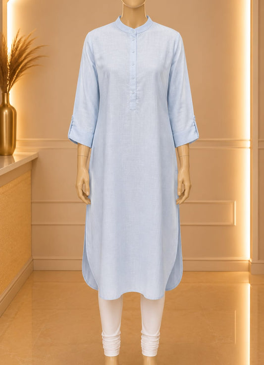 Solene Mandarin Tunic in Powder Blue