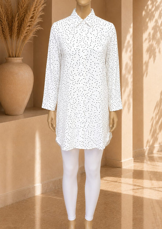 Étoile Dot Shirt Tunic – White