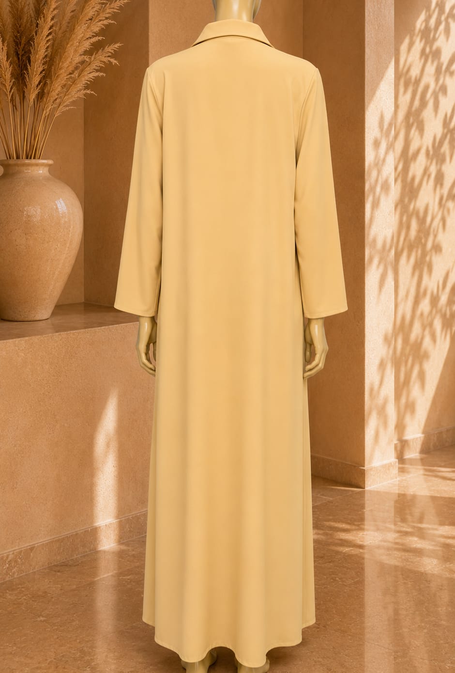 Celeste Pleated Abaya – Butter Yellow