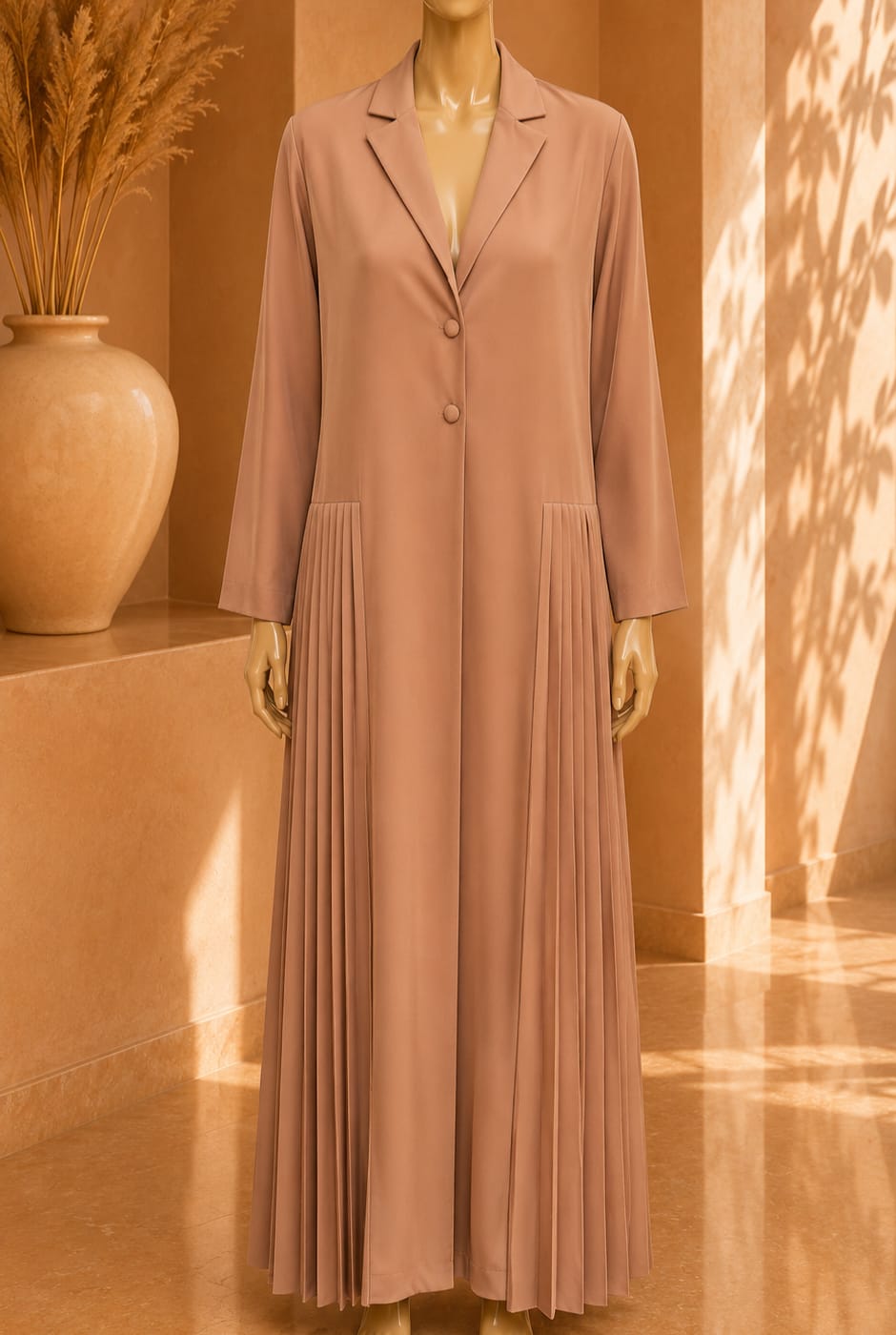 Celeste Pleated Abaya – Dusty Rose