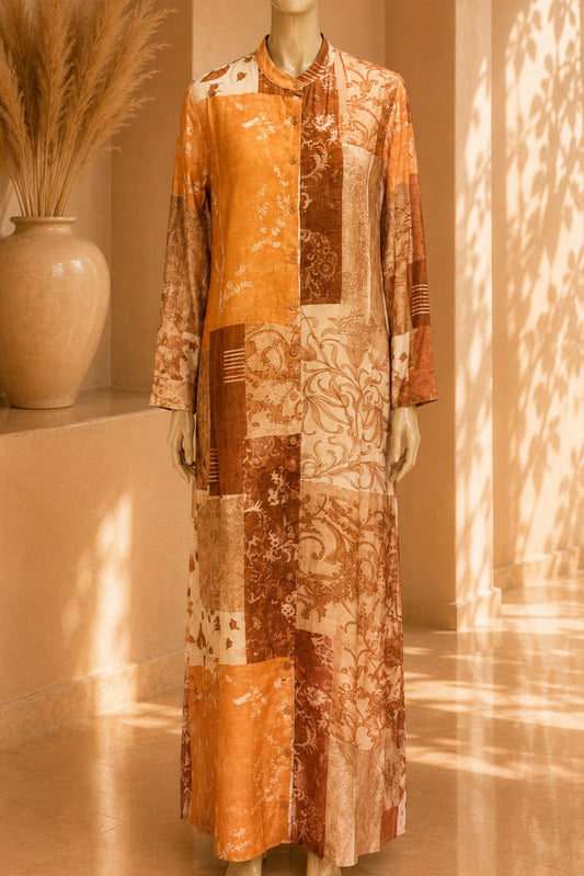 Aurelia Patchwork Maxi – Amber Glow