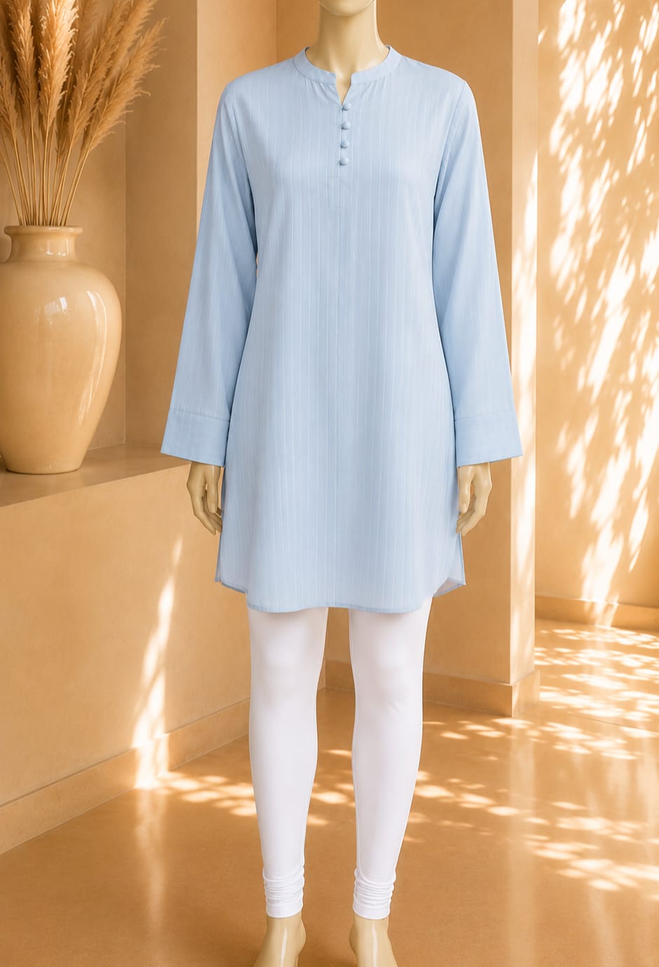 Luna Textured Tunic – Sky Blue