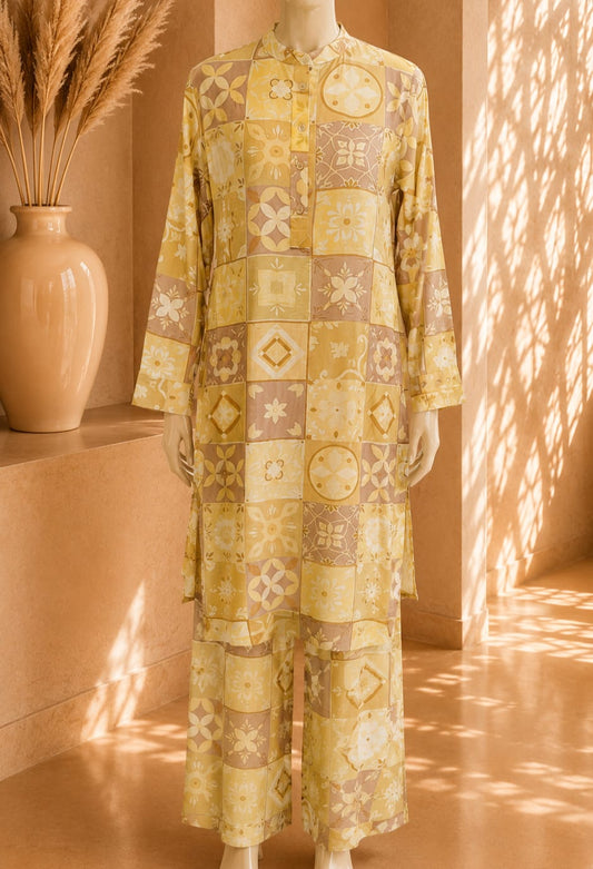 Verona Mosaic Co Ord Set – Butter Yellow