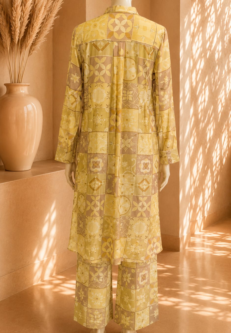 Verona Mosaic Co Ord Set – Butter Yellow