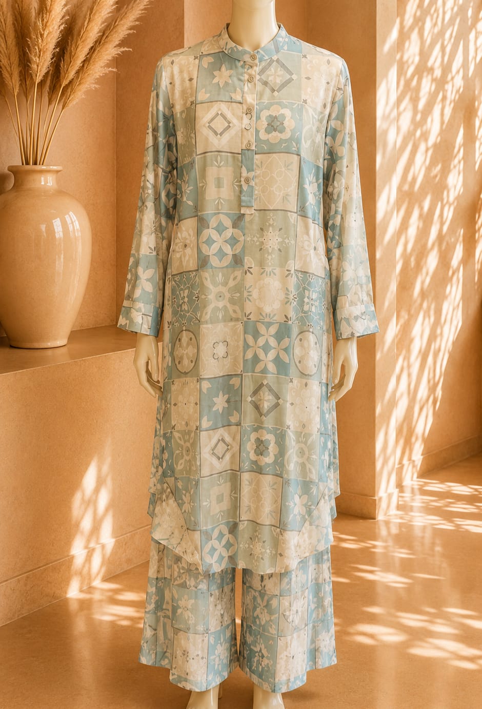 Verona Mosaic Co Ord Set – Sky Blue