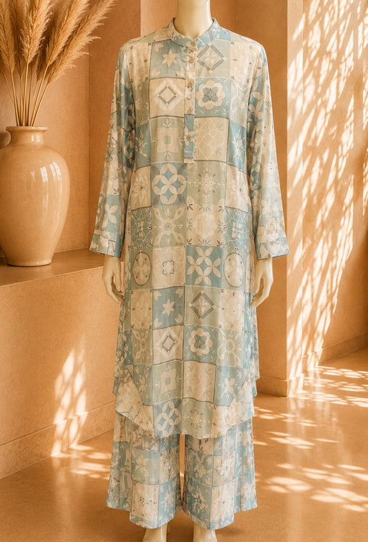 Verona Mosaic Co Ord Set – Sky Blue