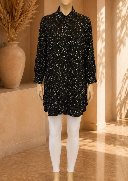 Étoile Dot Shirt Tunic – Black