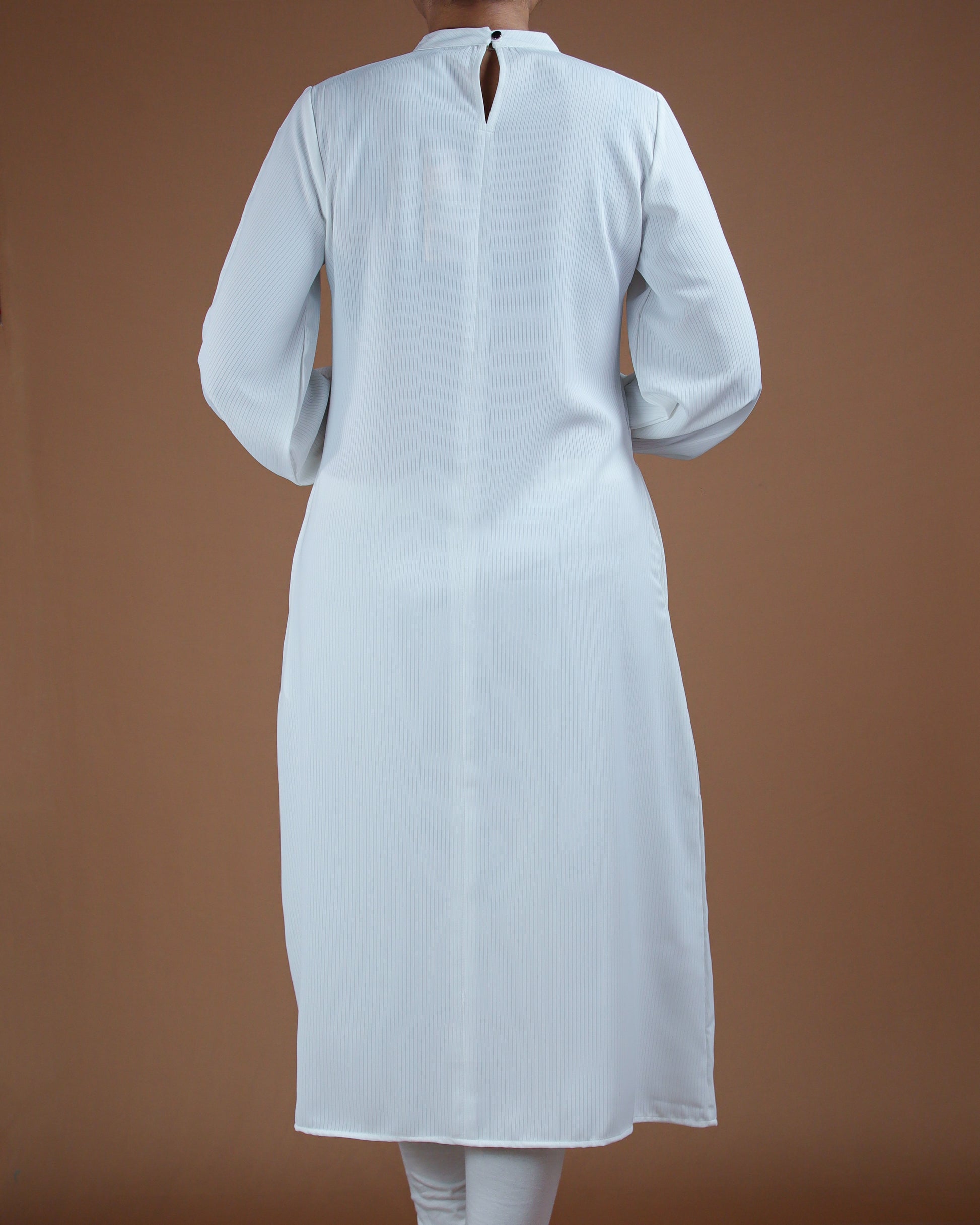Elegant White Modest Long Sleeve Midi Dress Yara wear Elegant White Modest Long Sleeve Midi Dress Yara wear